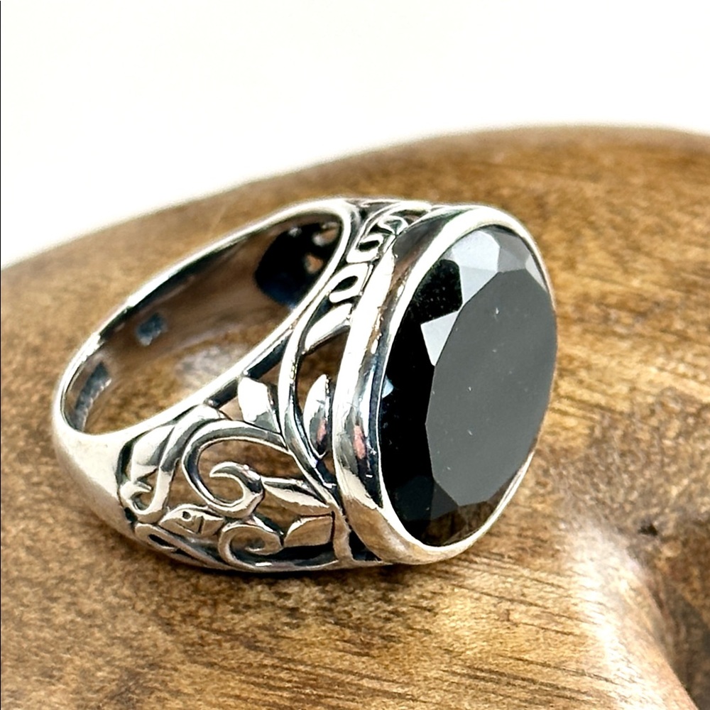 Rare ✨ Silpada Designs .925 Sterling Silver & Black Chalcedony Ring R2045